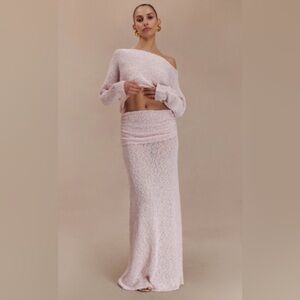 Meshki Pink Off-Shoulder Skirt Set